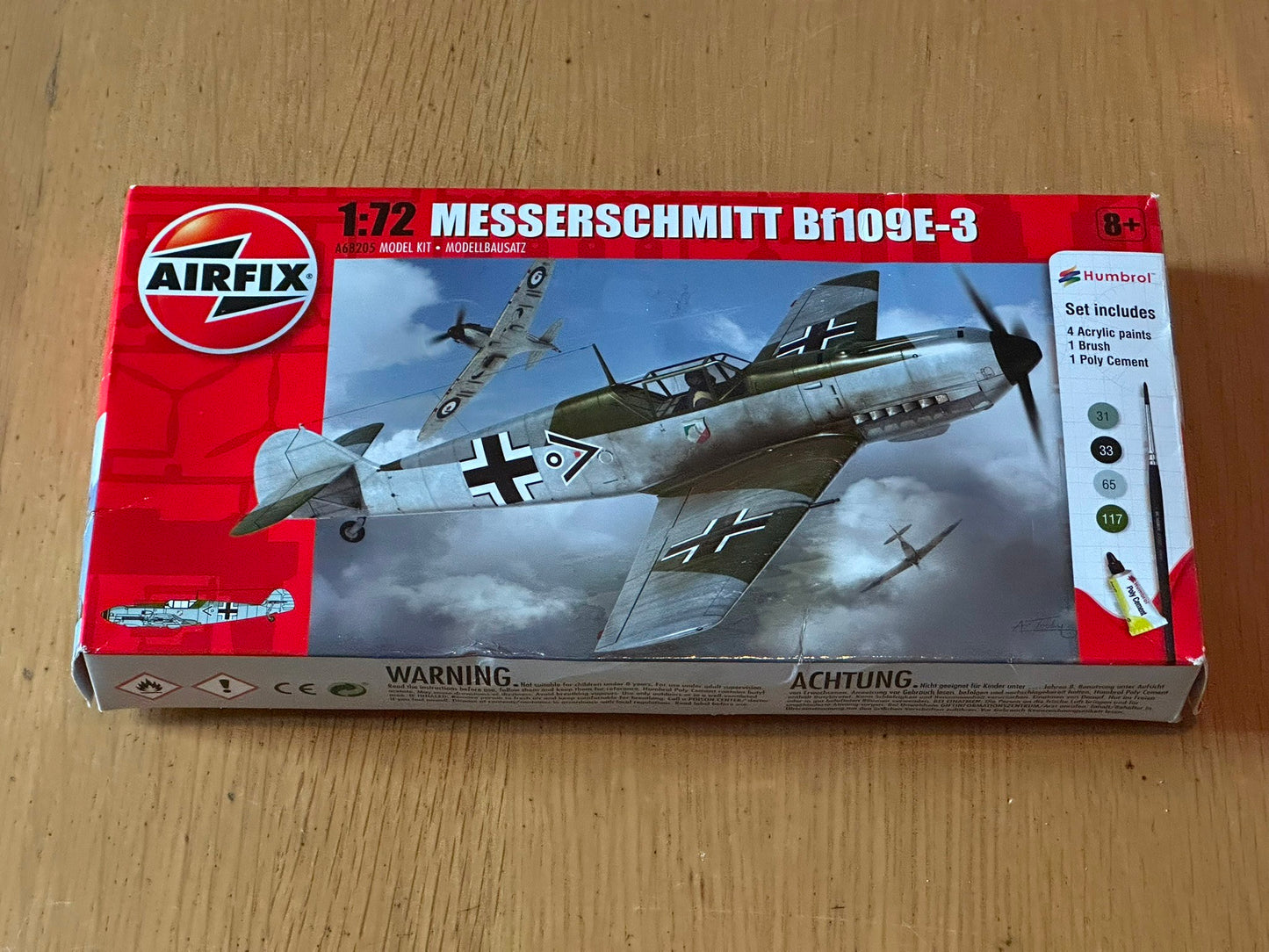 Airfix 1:72 Messerschmitt Bf109e-3 A68205. Box opened. Packaging sealed.
