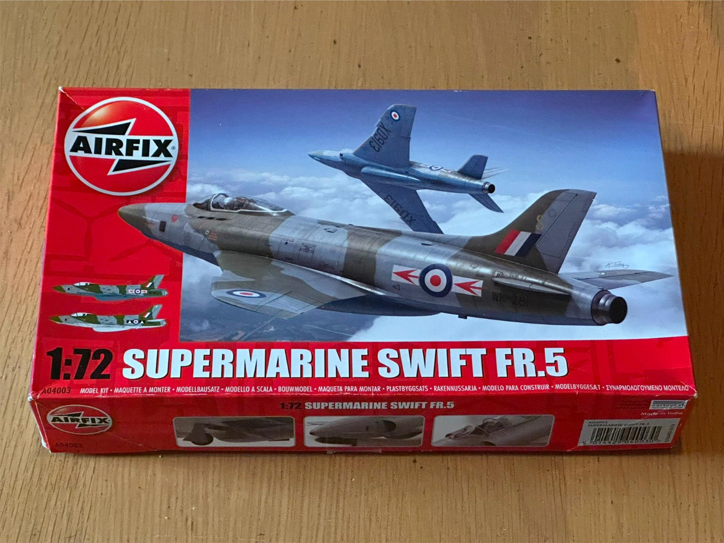 Airfix 1:72 Supermarine Swift FR 5. Box and packaging opened, but complete.