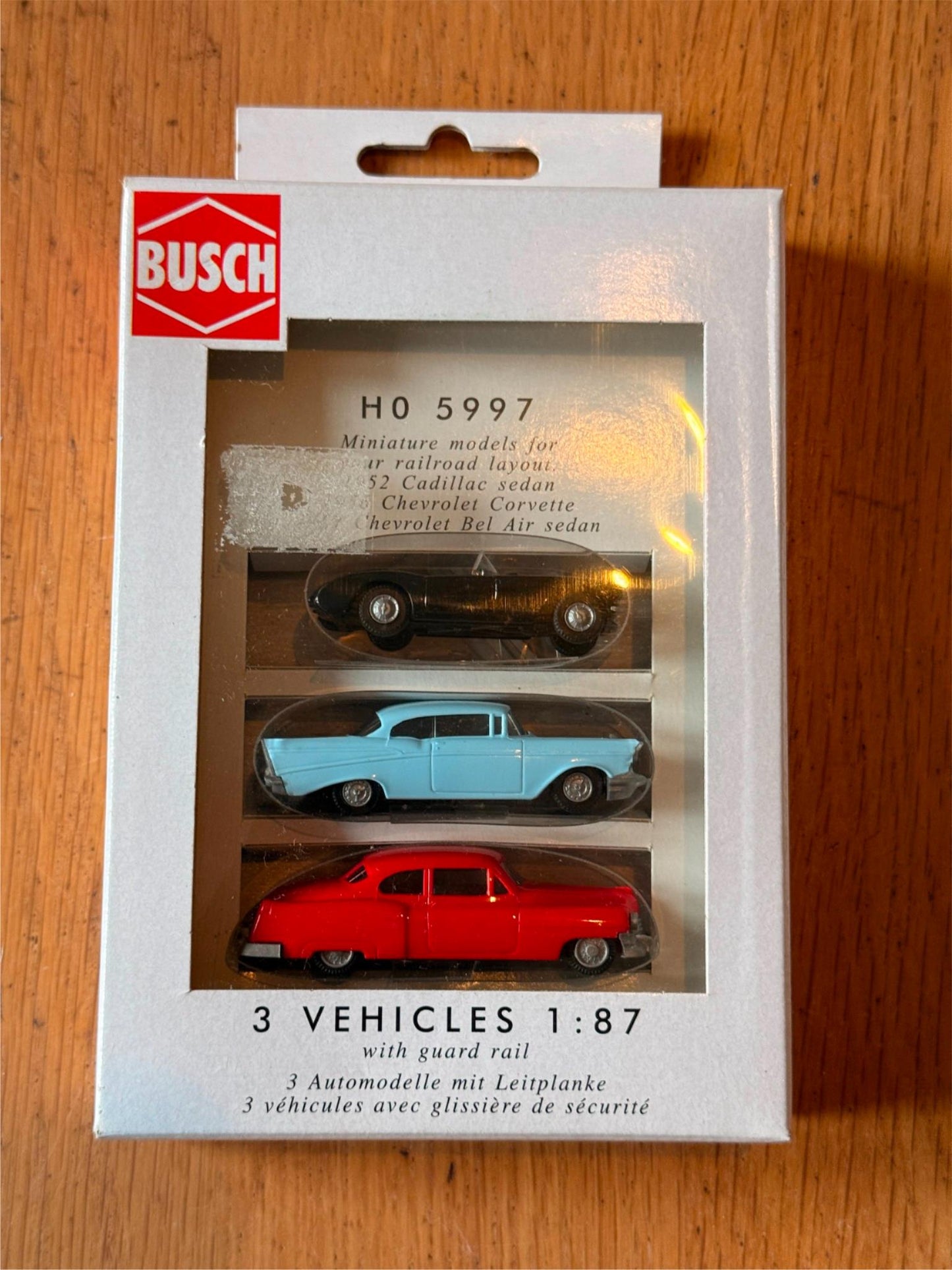 Busch HO 5995 - 3 Vehicles - 1960's Cars Mercedes 230, Fiat 500, NSU 1000TT
