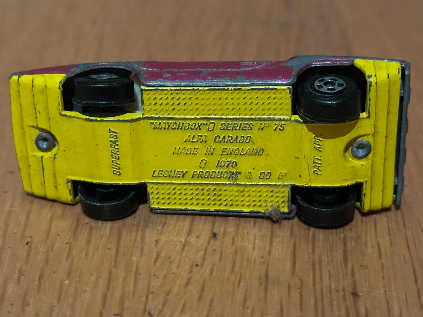 1970 Diecast Matchbox Superfast Series No.75 Alfa Carabo Hot Pink. No Box.
