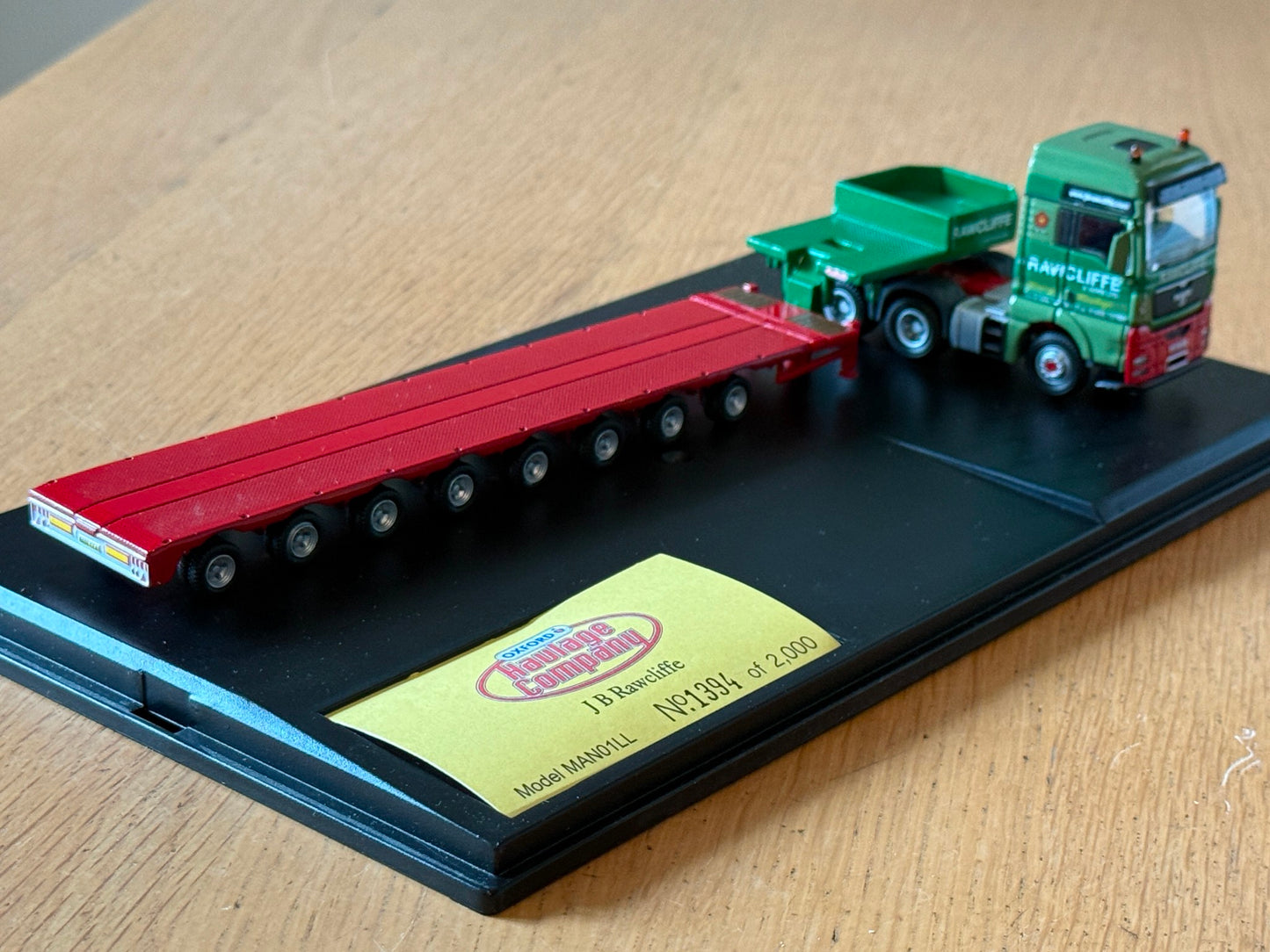 Oxford Diecast Haulage MAN01LL - MAN TGA Low Loader - JB Rawcliffe 1:76