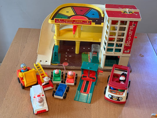 Vintage Fisher Price Garage and Cars - Fully working.