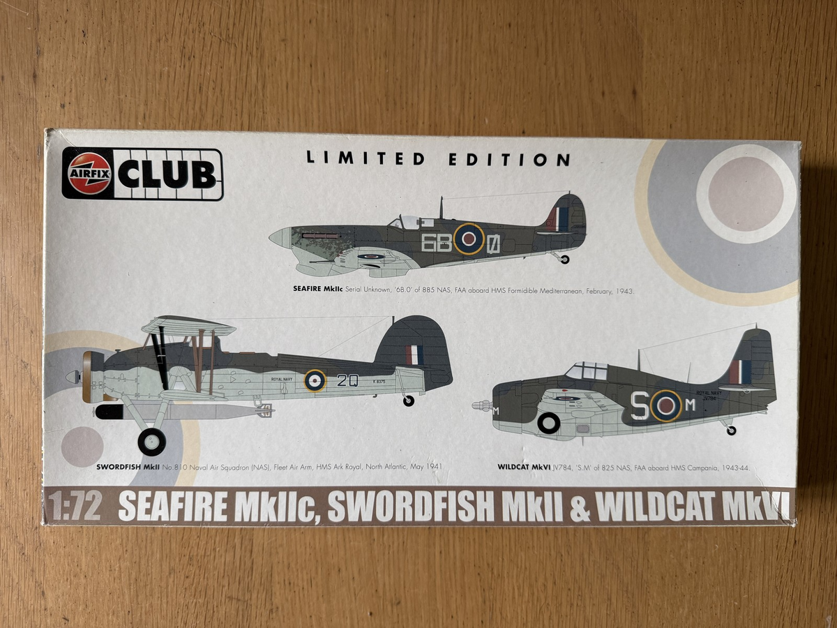 Airfix 1:72 Club Model A50099 - Seafire MkIIc, Swordfish MkII and Wildcat MkVI