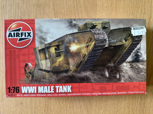 Airfix 1:76 Gauge Plastic Model Kit - WWI Male Tank