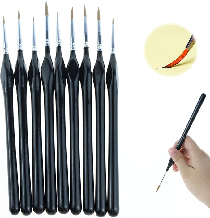 9-Piece Precision Paintbrush Set – Ideal for Model Makers & Hobbyists