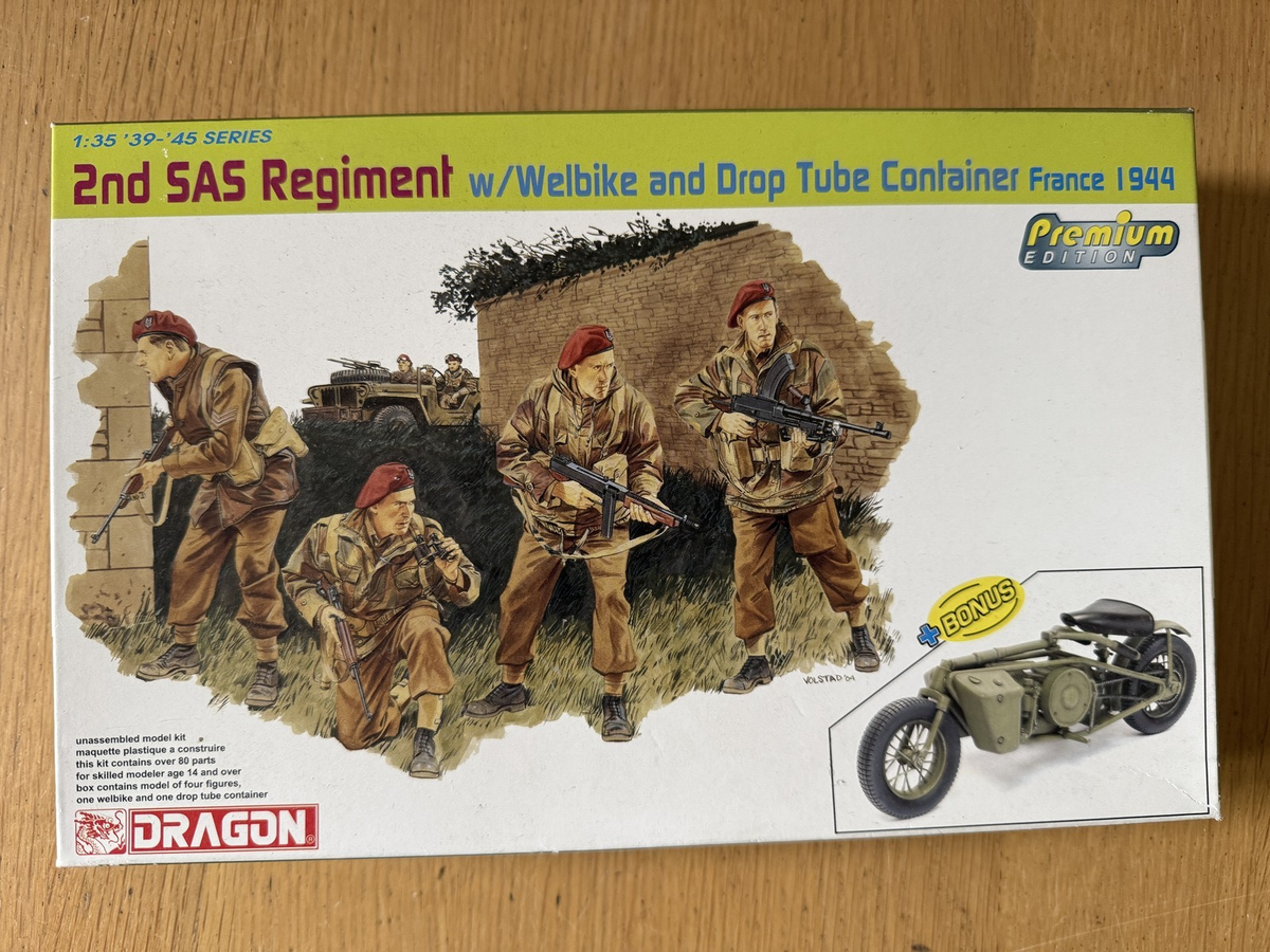 Dragon 1:35 Plastic Model Kit: 2nd SAS Regiment w/Welbike & Drop Tube Container