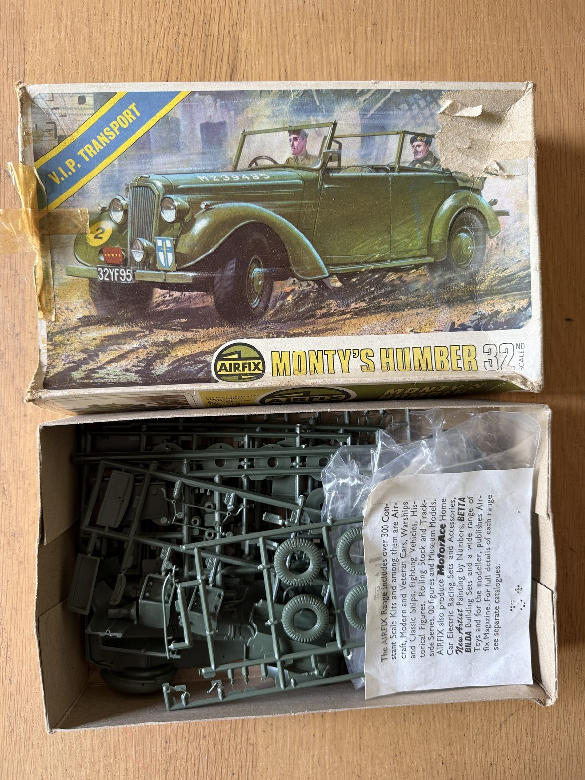Airfix 1:32 Plastic Model Kit - Monty's Humber - box open - may not be complete