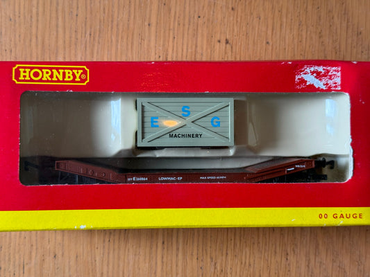 Hornby OO Gauge R6130 BR Lowmac Wagon E260864 with ESG Machinery Container BNIB