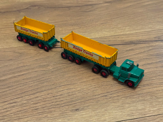 Vintage Matchbox King Size K-16 Dodge Fruehauf Tractor with Twin Tippers (1960s)
