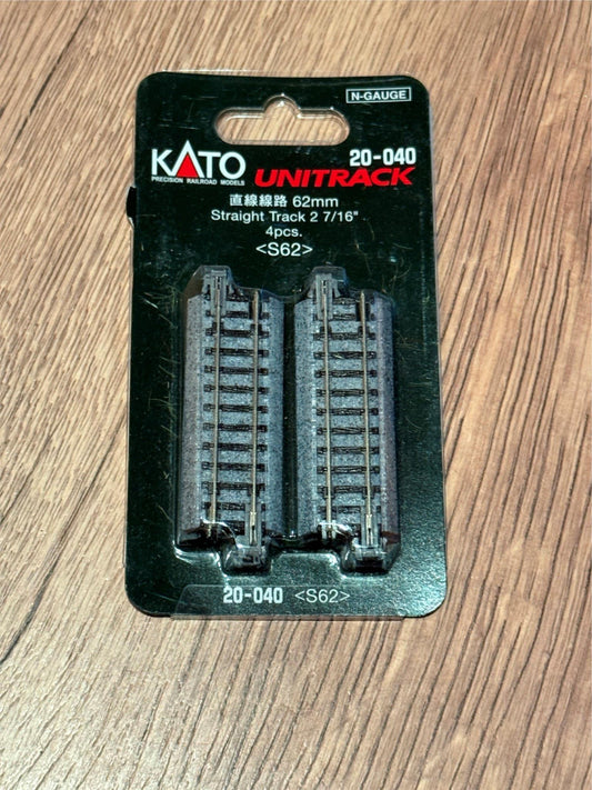 Kato Unitrack 20-040 Straight Track 2 62mm - N Gauge