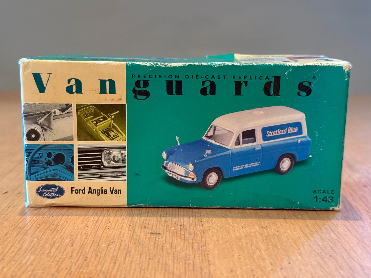 Corgi Vanguards 1:43 Ford Anglia Van - Stratford Blue