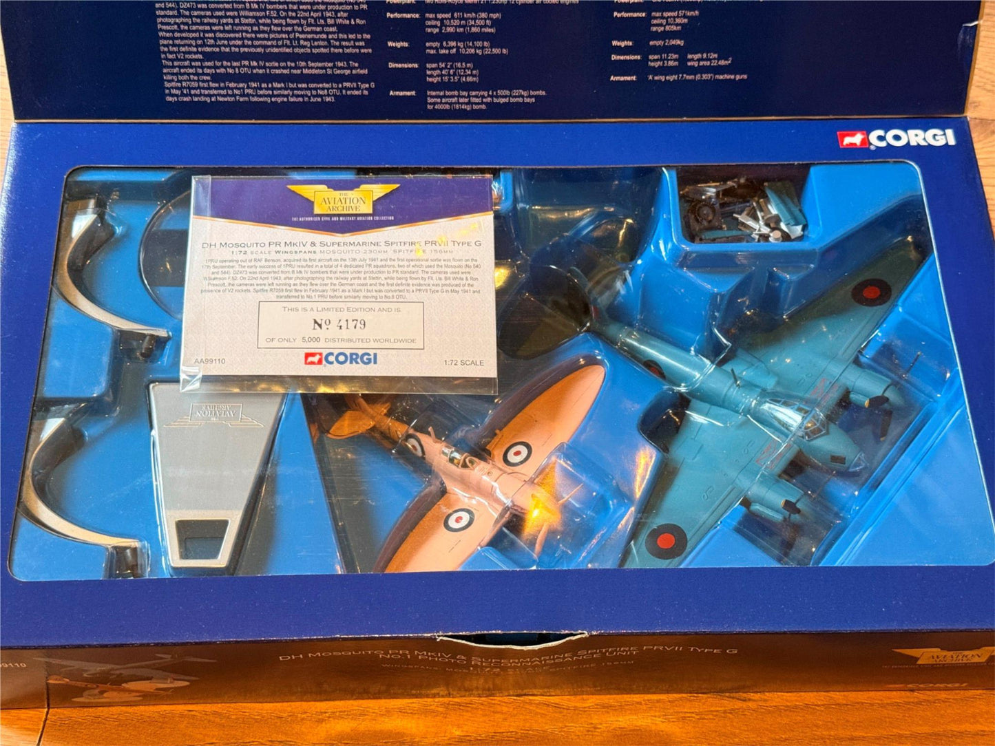 Corgi AA99110 - 1:72 Scale DH Mosquito PR MkIV & Supermarine Spitfire PRVII