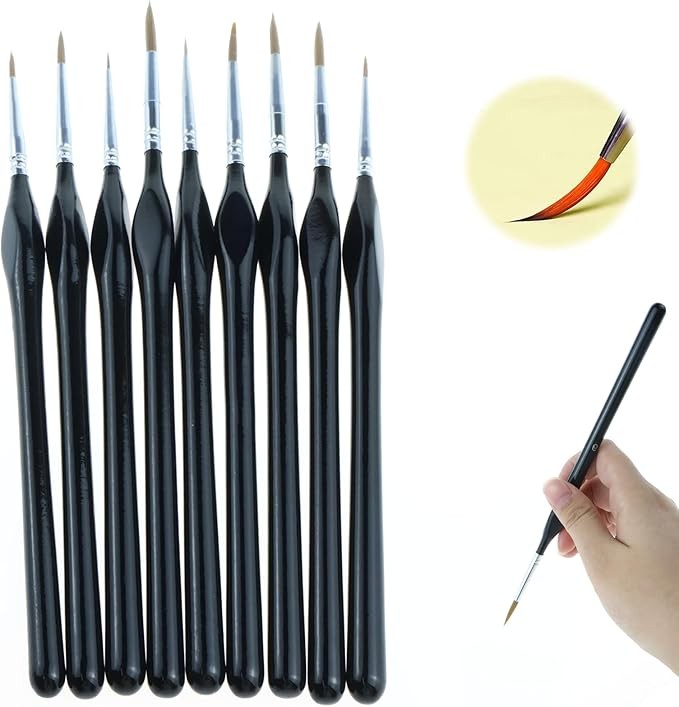 9-Piece Precision Paintbrush Set – Ideal for Model Makers & Hobbyists