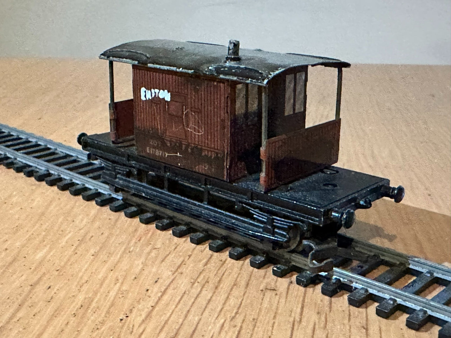 Hornby Dublo OO Gauge Tin Plate Brake Van 32045 - playworn and painted 'Euston'