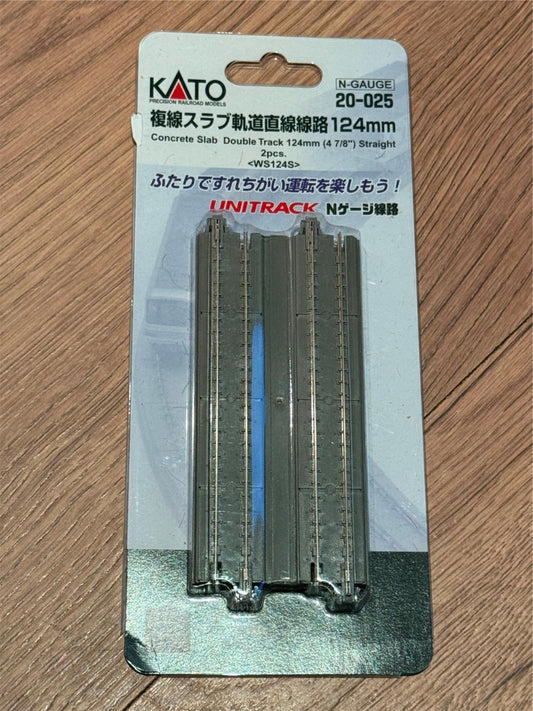 Kato Unitrack 20-025 Concrete Slab Straight Double Track 124mm - N Gauge