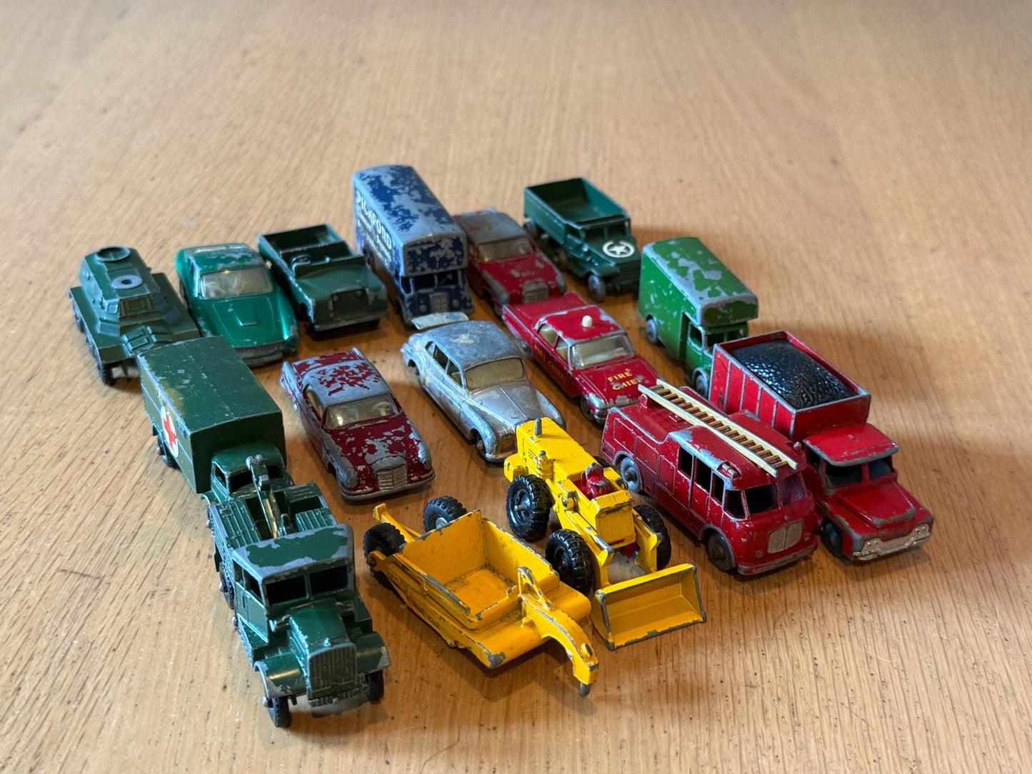 Lot of 16 Playworn vintage diecast cars