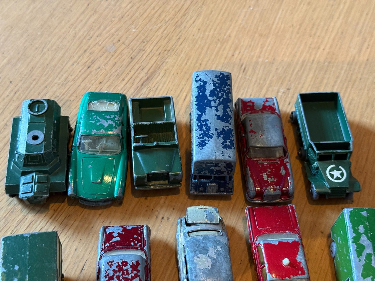 Lot of 16 Playworn vintage diecast cars