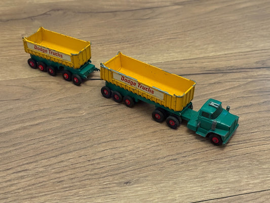Vintage Matchbox King Size K-16 Dodge Fruehauf Tractor with Twin Tippers (1960s)